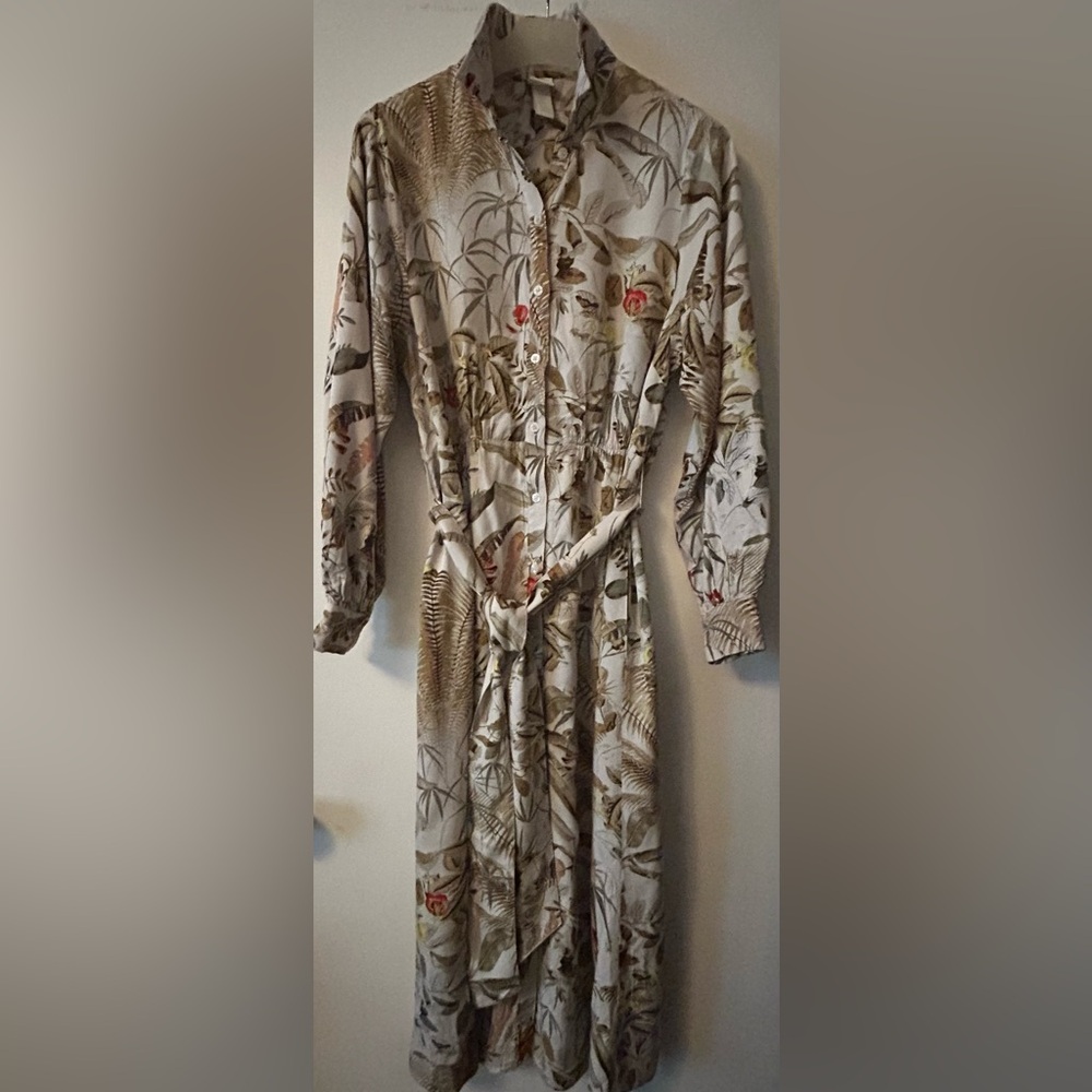 Floral Button-Up Dress with a Tie